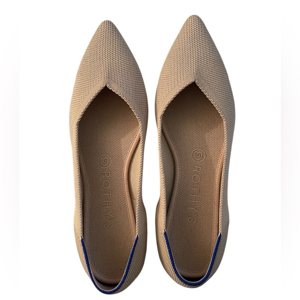 Rothy's The Point Ecru Women's Slip-On Shoes Pointed-Toe Flats size 8.5